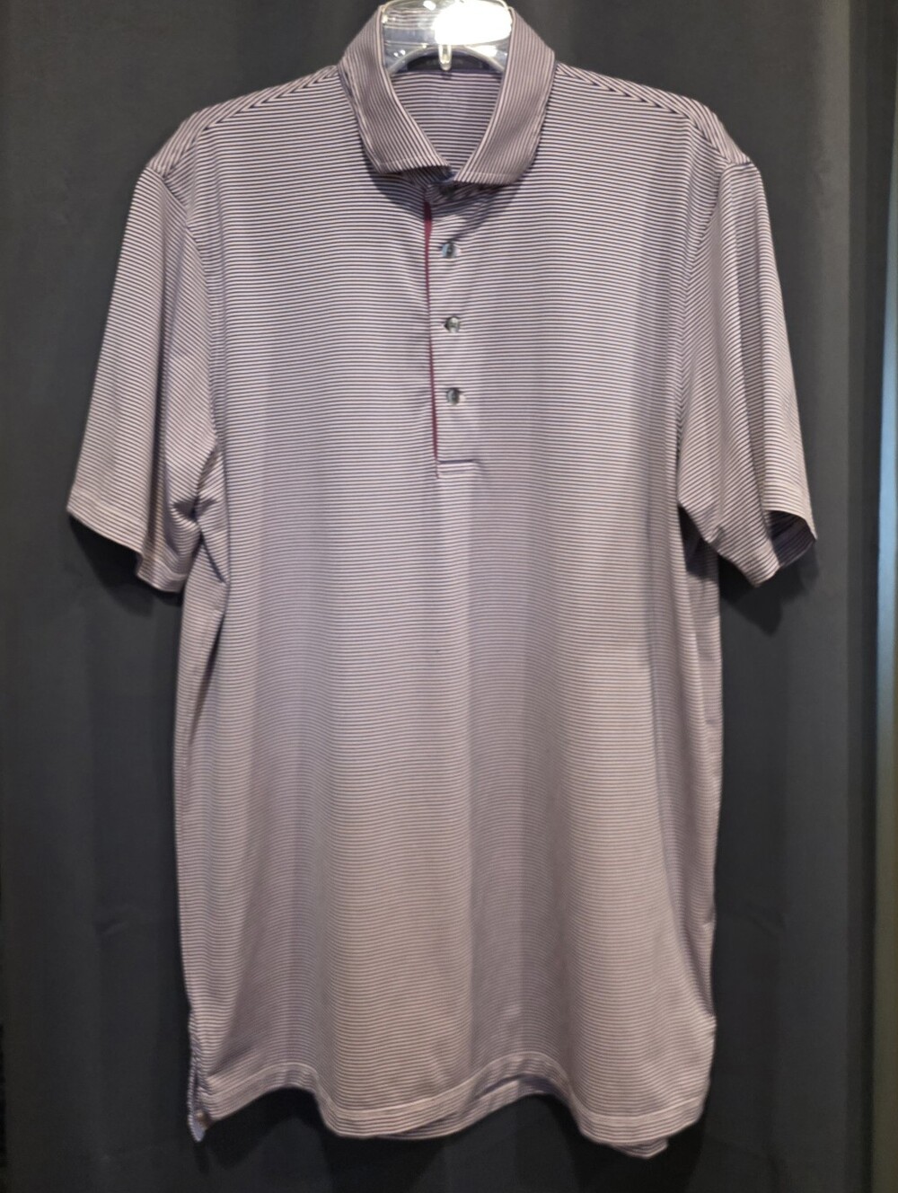 Greyson Men's Purple Thin Striped Short Sleeve Polo Shirt XL
